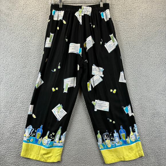 90s Novelty Pant Medium Artsy Ecclectic Retro AOP Wide Leg Crop Holly Lane VTG - Picture 5 of 15